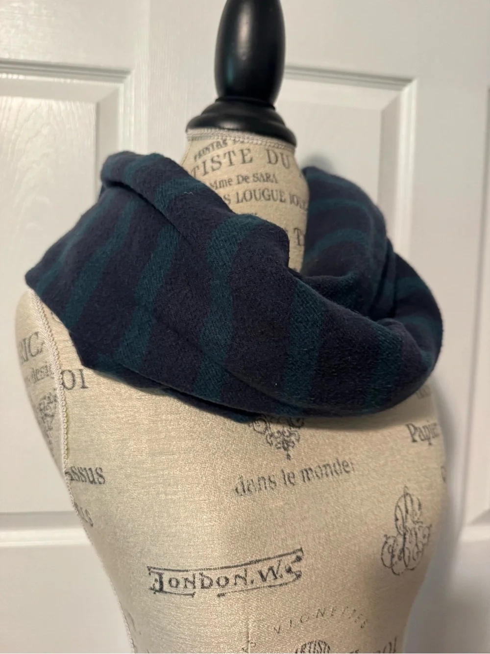 Navy and Dark Green Teal Plaid Scarf